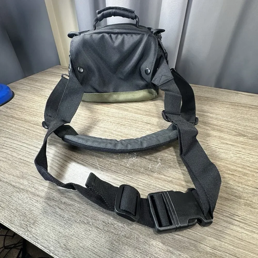 Canon Camera Bag Padded SLR Multi Strap Black & Green Carry Tote Shoulder Case